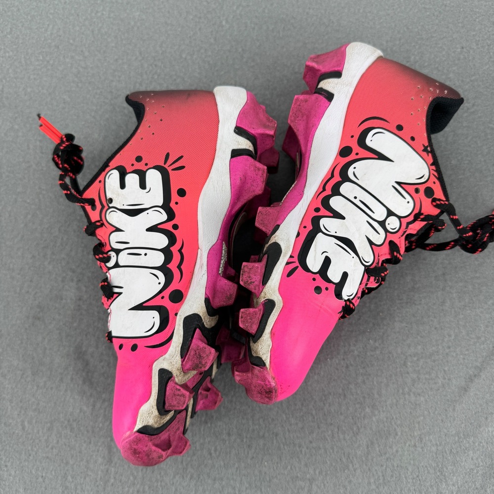 Nike Hyperdiamond 4 Keystone Graffiti Girls 2.5Y Softball Cleats Pink FZ8655-600